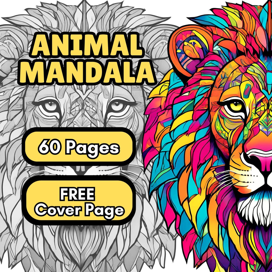 Animal Mandala Coloring Pages, 60 Adult Coloring Pages, Intricate ...