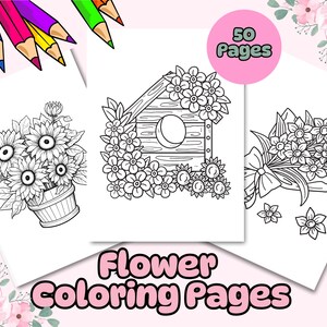 Bold and Easy Flower Coloring Pages for Adults & Kids, Floral Coloring ...