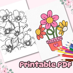 Bold and Easy Flower Coloring Pages for Adults & Kids, Floral Coloring ...