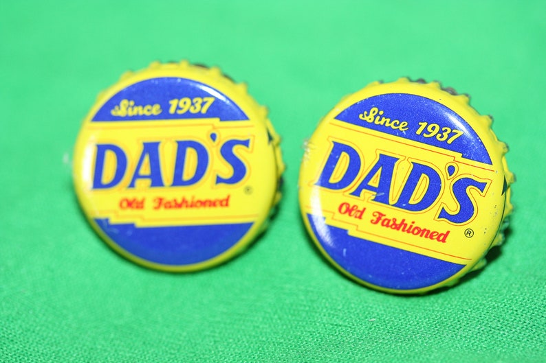 Dad/'s Old Fashioned Root Beer Cap with 24 ct Gold Plated Posts Handcrafted Cuff Links