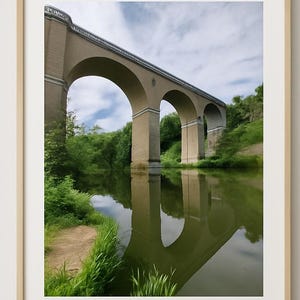Stone Art Bridge Reflection Wall Art Nature Landscape Printable River Architecture Photography Tranquil Home Decor Instant Download