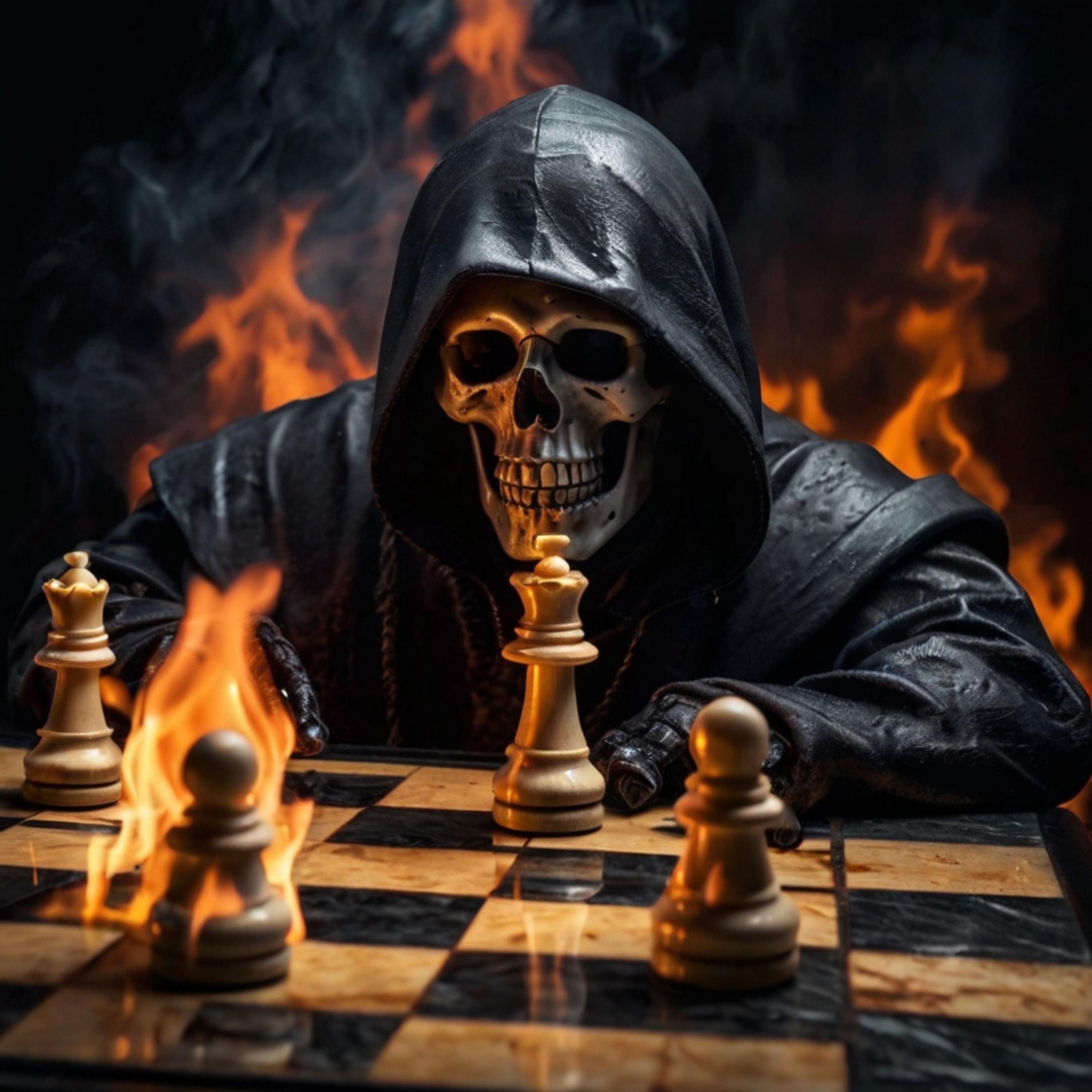 Flaming Skull Chess Set – Dark Gothic Wall Art, Fire & Skull Decor ...