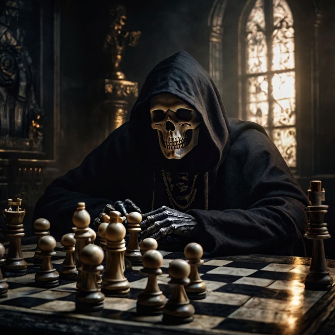 Gothic Reaper Chess Art Print Set of 4 | Dark Skull Artwork | Grim ...