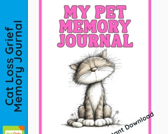 Kids Cat Grief Journal – Printable Pet Loss Memory Book for Girls - or Girl Kitties