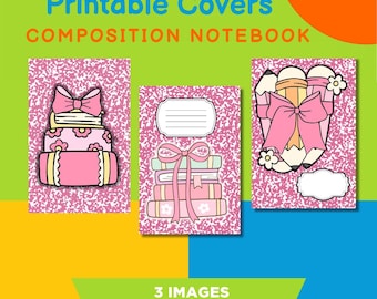 Printable Girly Pink Composition Notebook Cover Bundle