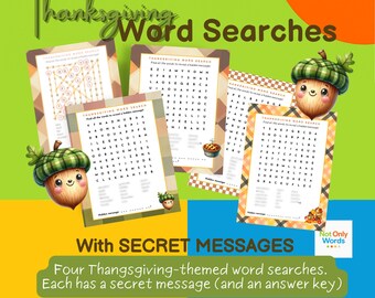 Thanksgiving Word Searches with Secret Message and Answer Keys | Fall colors