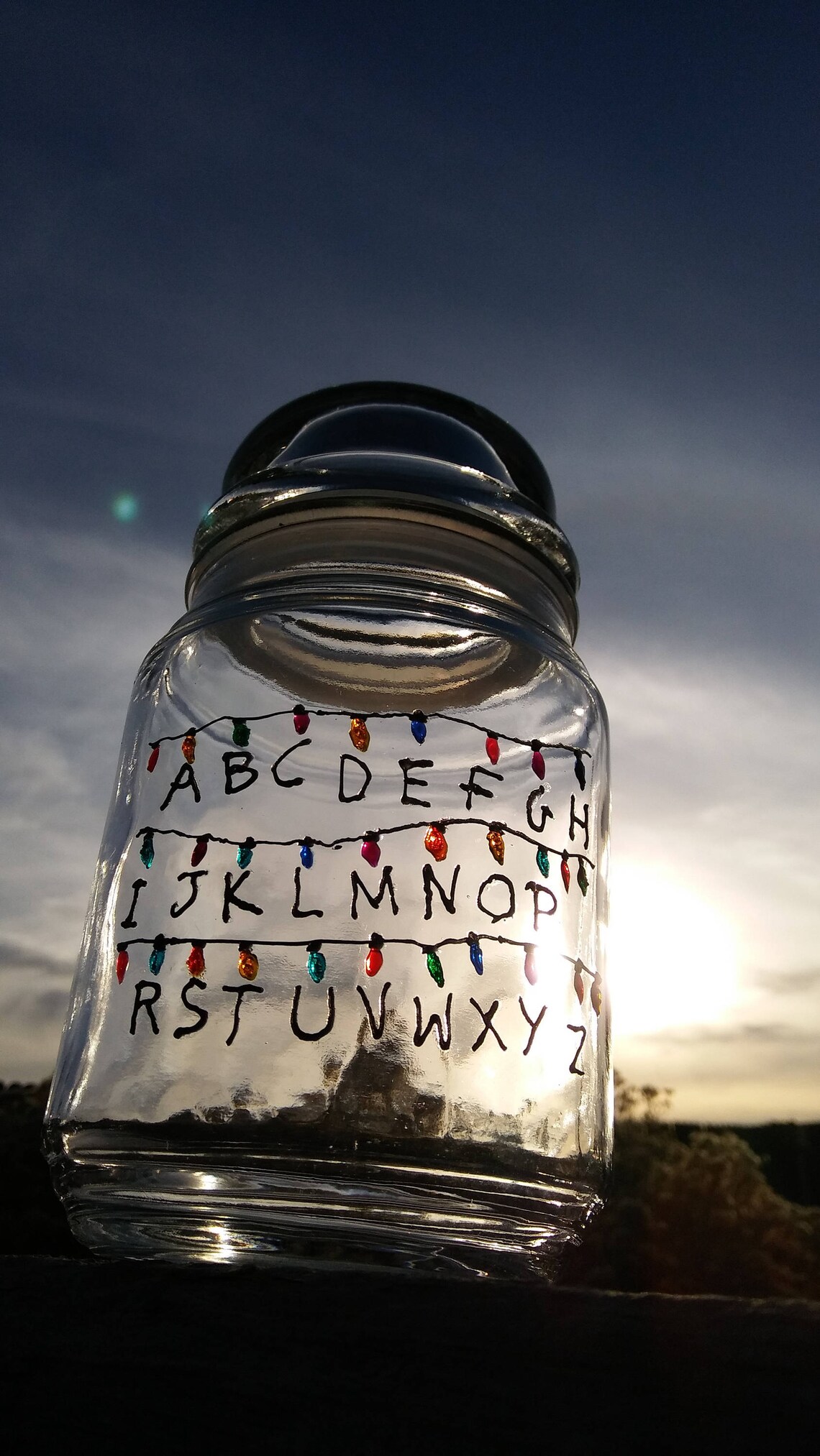 Stranger Things Alphabet Lights 3D Paint Glass Jar | Etsy