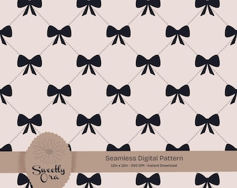 Noeud noir, motif répété sans couture, art numérique dessiné à la main, noeuds mignons, motif numérique PNG
