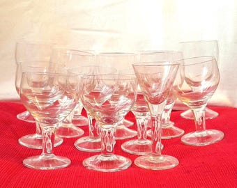 Vintage Set of 15 Glasses made for Champagne, Wine and Brandy