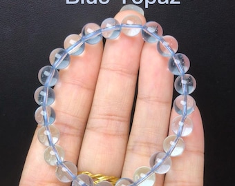 Blue Topaz Bracelet (6-8mm): Crystal for Communication & Clarity