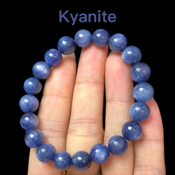 Natural Kyanite Bracelet  Healing Crystal Jewelry, Single Strand Stretch Bracelet for Energy  Intuition