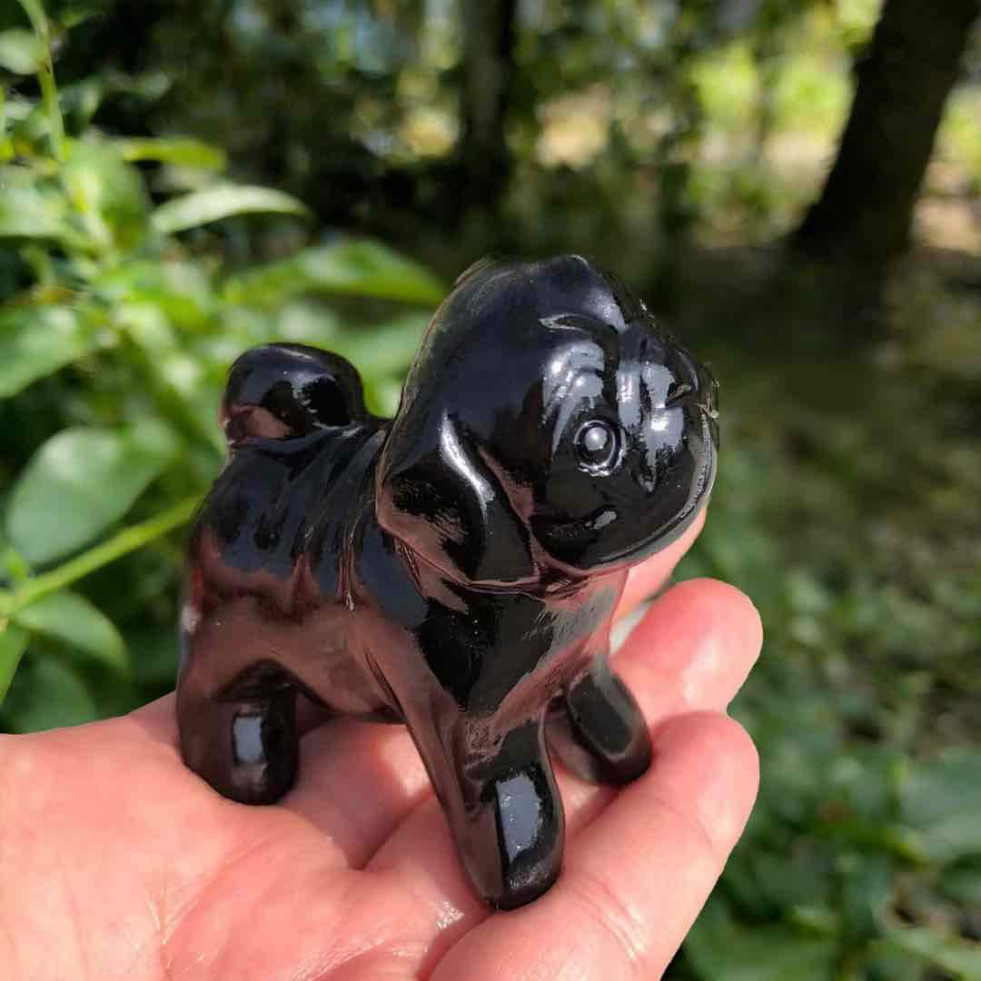 Obsidian Black Dog Figurine - Etsy