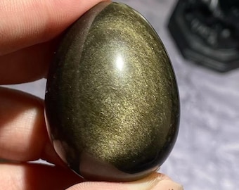 Gold Obsidian Egg: Polished Healing Crystal, Energy Balance & Protection