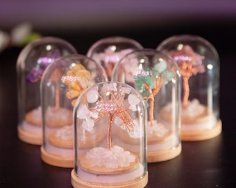 Crystal Money Tree in Wish Bottle: Amethyst, Citrine & Rose Quartz