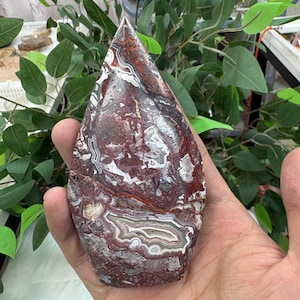 Mexican Agate Flame Crystal | Natural Agate Fire Sculpture for Healing, Meditation, Energy Balancing & Home Décor Gift