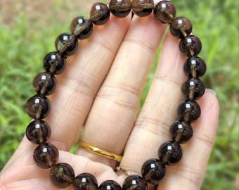 Bracelet quartz fumé | Bijoux en cristal naturel | Mise à la terre et protection de l'énergie