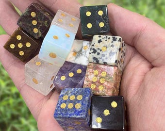 Hand-Carved Crystal D6 Dice: Polished Energy Stone, Spiritual Decor