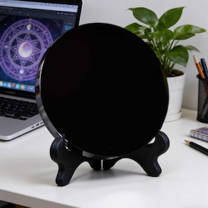 Scrying Spiegel aus schwarzem Obsidian | Kristall Wahrsager Spiegel | Hexen- und Energiewerkzeug Bild 2