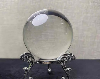 Natural Clear Quartz Sphere | AA Grade High Clarity Crystal Ball | Transparent Quartz Energy Decor