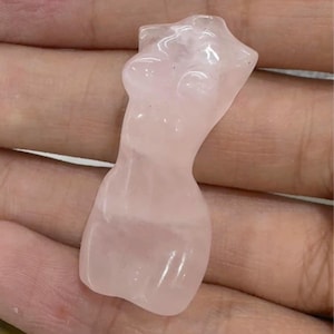 Rose Quartz Female Body Carving: Handcrafted Crystal Figurine