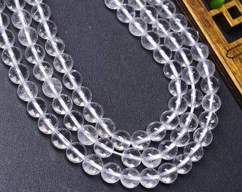 4-16mm Natural Clear Quartz Round Beads – 38cm Half Strand for DIY Jewelry