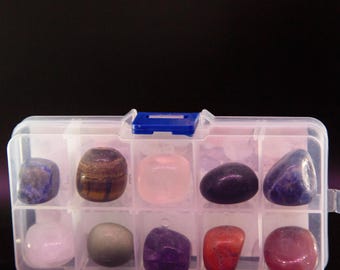 Raw Amethyst and Citrine Crystal Specimen Box, Healing Stone Collection