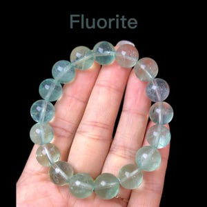 Natural Green Fluorite Bracelet 11-16mm | Large Crystal Beads for Clarity, Healing Energy Balance