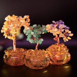 Natural Crystal Gem Tree with Treasure Pot Base, Feng Shui Money Tree for Home Decor, Crystal Bonsai Wealth Tree Gift