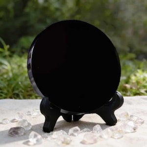 Black Obsidian Scrying Mirror | Crystal Divination Mirror | Witchcraft & Energy Tool