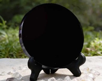 Espejo de obsidiana negra / Espejo de adivinación de cristal / Herramienta de brujería y energía