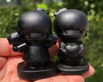 Hand-Carved Obsidian Couple, Love & Harmony Decor (6.5cm)