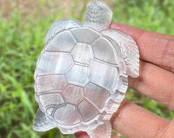 Hand-Carved Selenite Turtle, Crystal Cleansing, Home Decor (6-10cm)