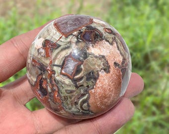 Natural Money Agate Sphere | Prosperity Wealth Energy Crystal Ball | Healing Stone Home Decor