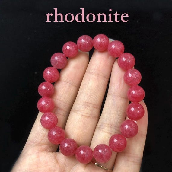 Rhodonite Bracelet: Rose Pink Emotional Healing Crystal Jewelry