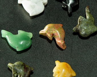 Figura de delfín de cristal tallada a mano: piedra preciosa curativa, decoración tótem animal