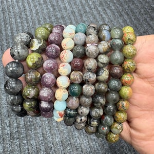 Buy 3 Get 1 Free/10mmCrystal Bracelets Gemstone Beads Bracelet Beaded ForWomen Dragon Blood Stone Bracelet African Blood Stone Bead Bracelet