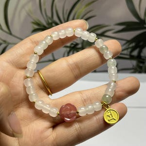 Natural Gemstone Beads Bracelet, Handmade Women Stretchy Bracelet, Genuine Gemstone Beaded Healing Crystal Bracelet Tianshan Jade Beads