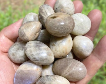 100g Natural Gray Moonstone Tumbled Stones | 20–30mm | Intuition, Emotional Balance & Feminine Energy Crystal