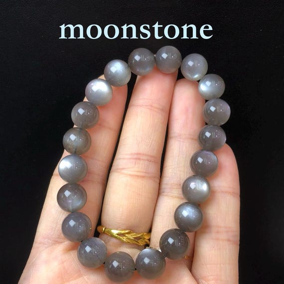 Gray Moonstone Bracelet: Natural Crystal Gemstone Jewelry