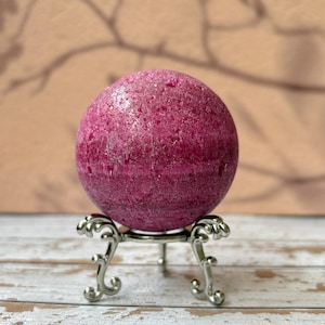 Raw Ruby Matrix Sphere, Natural Pink Red Ruby Ball, Root Heart Chakra Stone, Witchy Altar Decor, Shamanic Gazing Orb