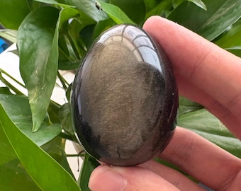 Gold Obsidian Egg: Polished Healing Crystal, Energy Balance & Protection
