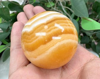 天然オレンジ方解石球 1.5～3インチ | エネルギーヒーリングと装飾用の研磨クリスタルボール
