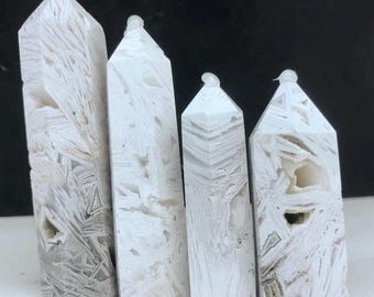 Natural Mexican White Agate Tower | Calming Crystal Point for Meditation and Healing