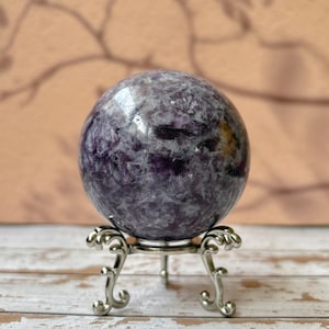 Lepidolite Crystal Sphere 50mm, Purple Mica Ball, Third Eye Crown Chakra, Witchy Altar Decor, Shamanic Gazing Orb, Boho Luxe Whimsical Gift