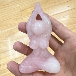 Rose Quartz Goddess Statue: Hand-Carved Feminine Energy Healing Crystal