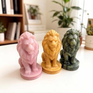 2,5’’ Kristalllejonstaty, naturlig orm, Courage Totem, Solar Plexus-dekor