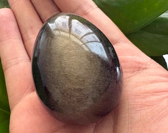 Gold Obsidian Egg: Polished Healing Crystal, Energy Balance & Protection