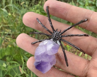 2cm Crystal Ball Alloy Spider Figurine | Healing Energy Gemstone Decor
