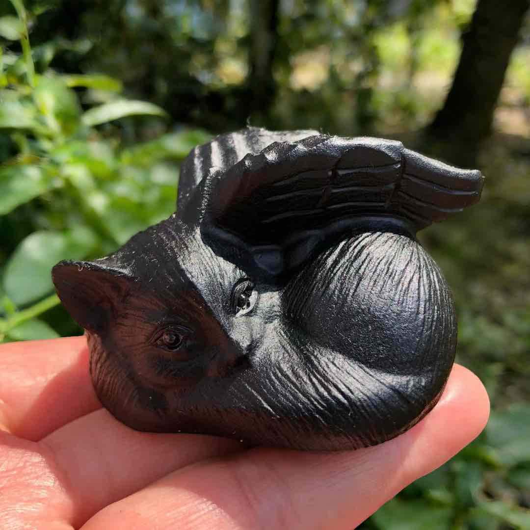 Obsidian Black Dog Figurine - Etsy