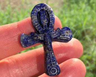 Lapis Lazuli Ankh Carving 4cm | Egyptian Ankh Symbol | Protection & Wisdom Crystal